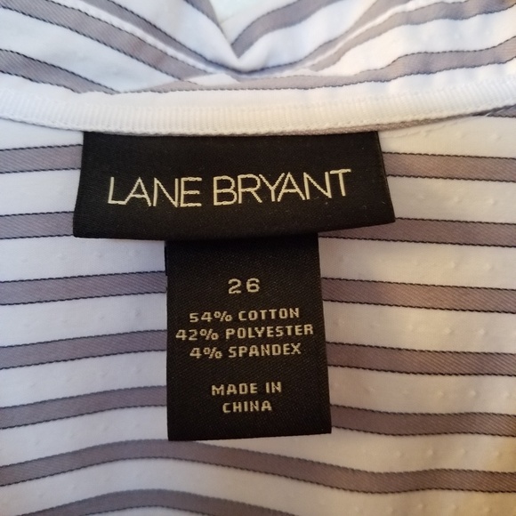 Lane Bryant 26 Gray and White Striped Blouse - Picture 2 of 6